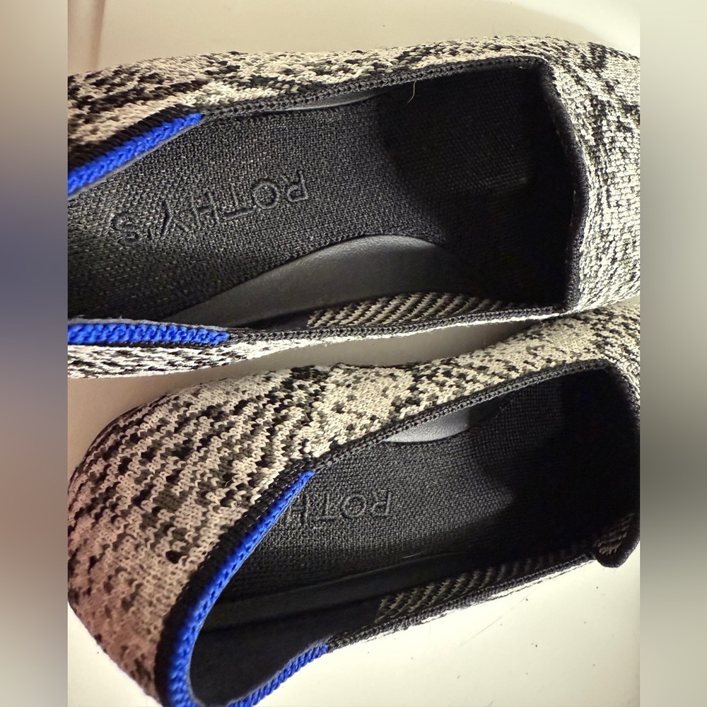Rothy's Black and White Snake Print Men's Shoes - Picture 8 of 8